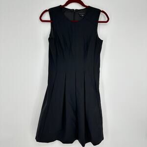 Theory Fit and Flare Black Career Wool Blend Dress Pockets Sleeveless Womens 4